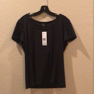 Lafayette 148 black tee with detailed neckline